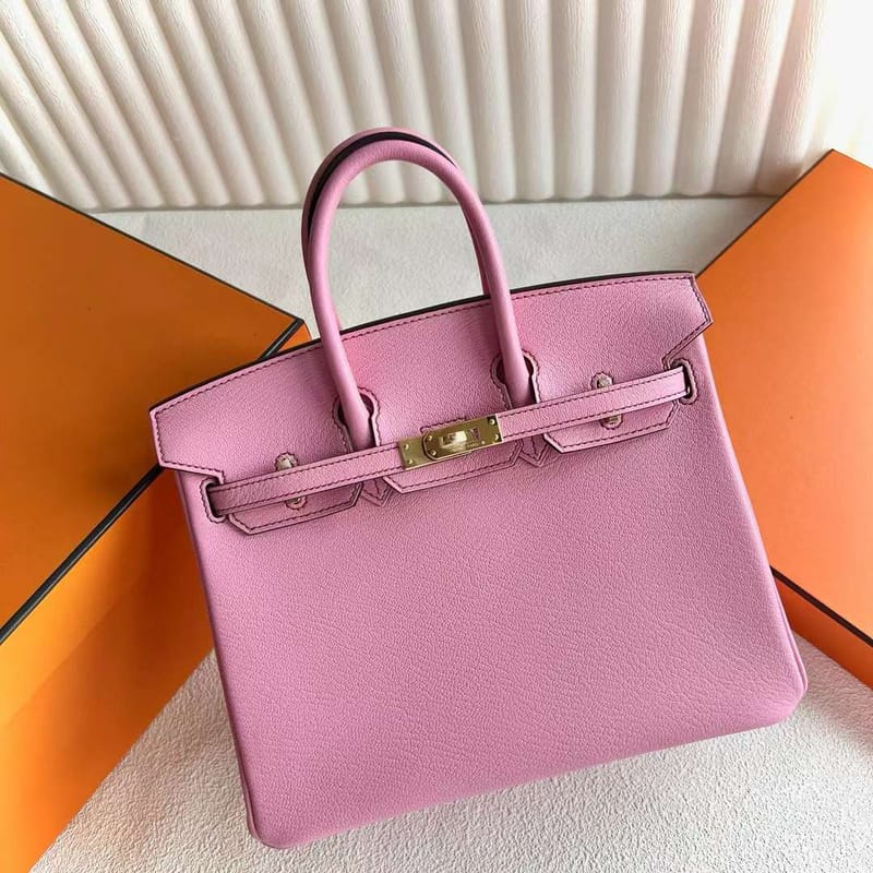 BIRKIN CHEVRE 5P SAKURA PINK GOLD HARDWARE 25CM FULL HANDMADE GHW