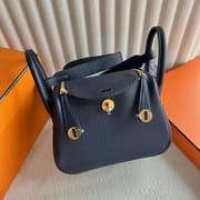 MINI LINDY CLEMENCE 2Z DEEP BLUE GOLD HARDWARE 19CM FULL HANDMADE GHW