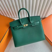 BIRKIN SELLIER EPSOM U4 VELVET GREEN GOLD HARDWARE 25CM FULL HANDMADE GHW