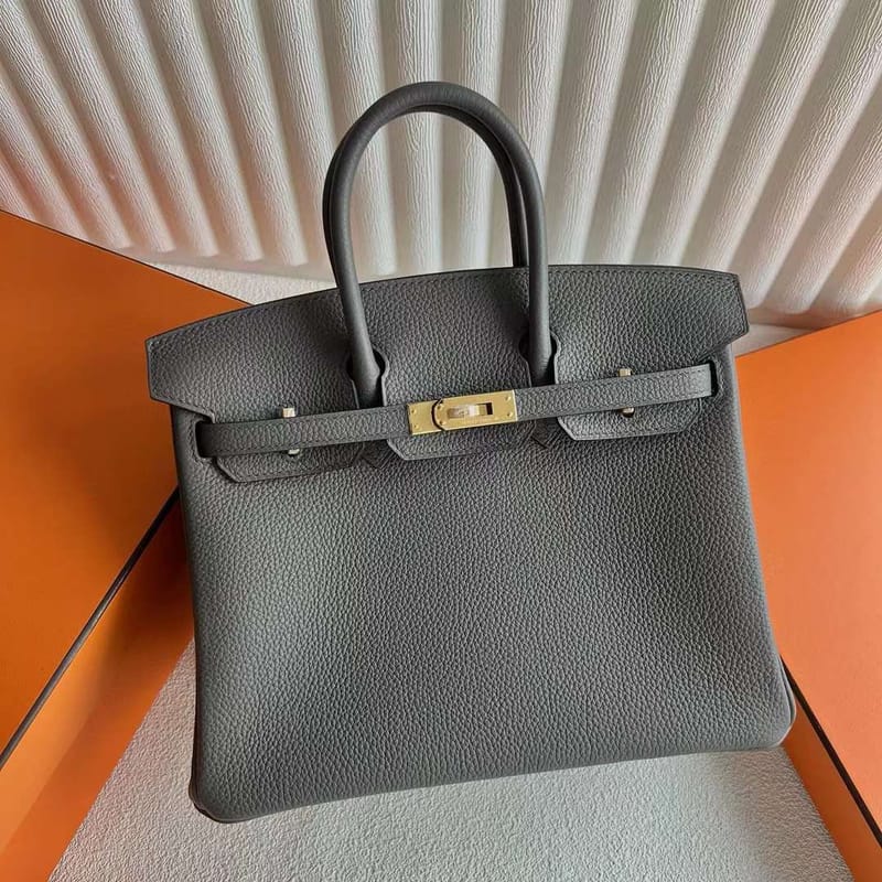 BIRKIN TOGO 8F TINWARE GREY GOLD HARDWARE 25CM FULL HANDMADE GHW