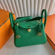 MINI LINDY CLEMENCE U4 VELVET GREEN GOLD HARDWARE 19CM FULL HANDMADE GHW