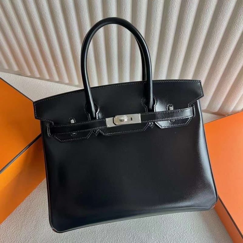 BIRKIN BOXCALF CK89 BLACK SILVER HARDWARE 30CM FULL HANDMADE PHW