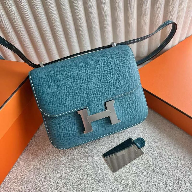 Constance 18cm Epsom D2 New Denim Blue Silver Hardware Full Handmade Ghw