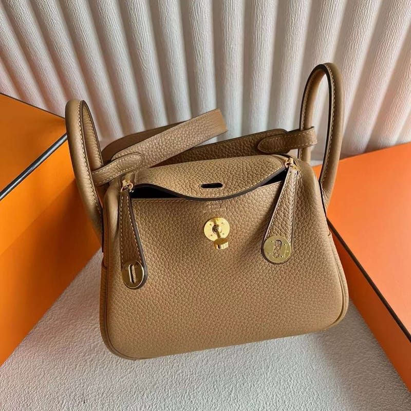 MINI LINDY CLEMENCE 0M TEA KHAKI GOLD HARDWARE 19CM FULL HANDMADE GHW