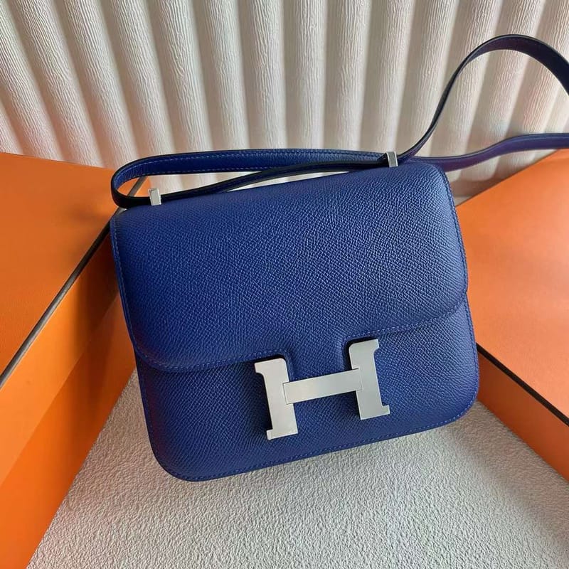 CONSTANCE EPSOM 7T BRIGHT BLUE SILVER HARDWARE 18CM FULL HANDMADE PHW
