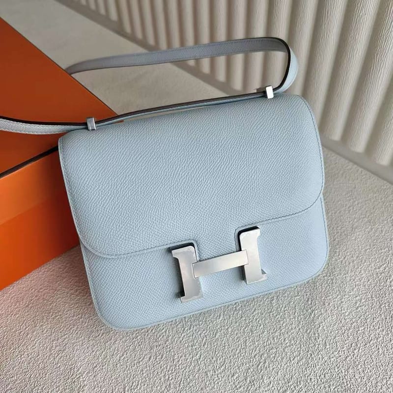 Constance 18cm Epsom T0 Light Blue Silver Hardware Full Handmade Phw