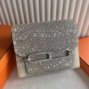 ROULIS LIZARD 01 NATURAL COLOR SILVER HARDWARE 23CM FULL HANDMADE PHW
