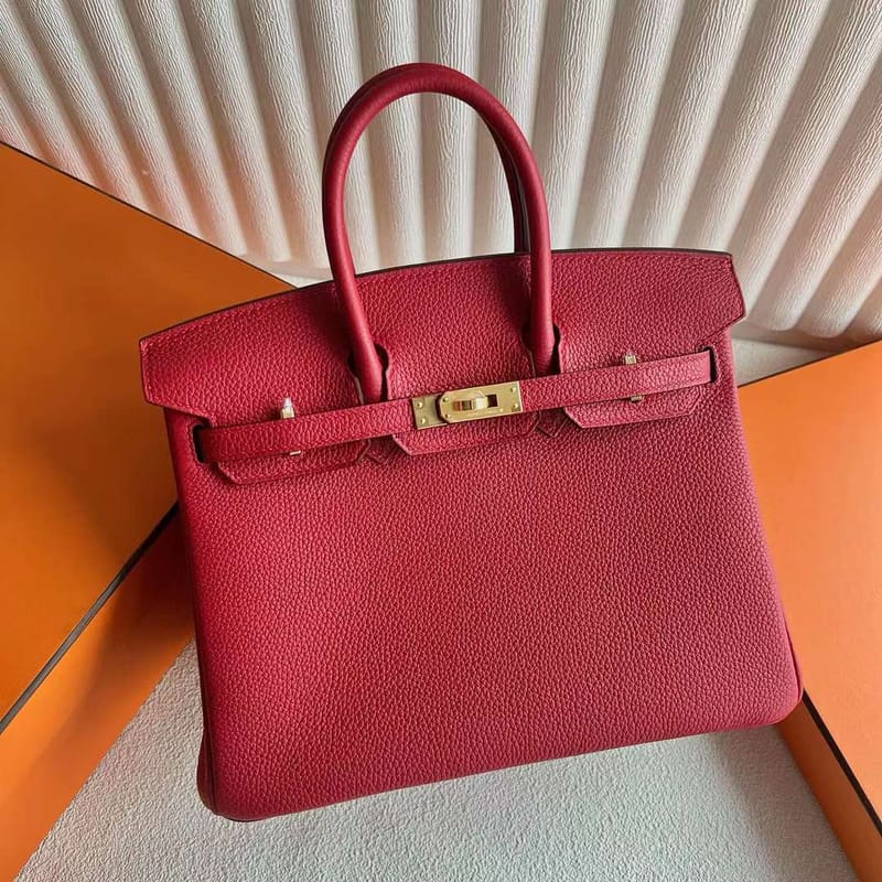 BIRKIN TOGO Q5 BRIGHT RED GOLD HARDWARE 25CM FULL HANDMADE GHW