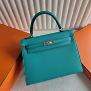 KELLY EPSOM U1 VERONA GREEN SILVER HARDWARE 25CM FULL HANDMADE PHW