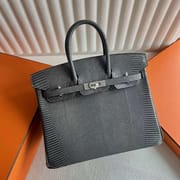 BIRKIN LIZARD CK84 DEEP GREY SILVER HARDWARE 25CM FULL HANDMADE PHW
