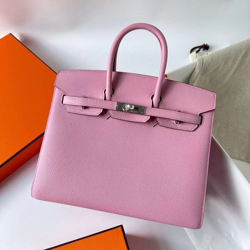 BIRKIN SELLIER EPSOM X9 MALLOW PURPLE PINK SILVER HARDWARE 25CM FULL HANDMADE PHW