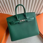 BIRKIN SELLIER EPSOM O6 DEEP GREEN SILVER HARDWARE 25CM FULL HANDMADE PHW