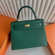 KELLY EPSOM O6 FOREST GREEN GOLD HARDWARE 25CM FULL HANDMADE GHW
