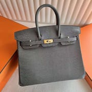 BIRKIN LIZARD CK84 DEEP GREY GOLD HARDWARE 25CM FULL HANDMADE GHW