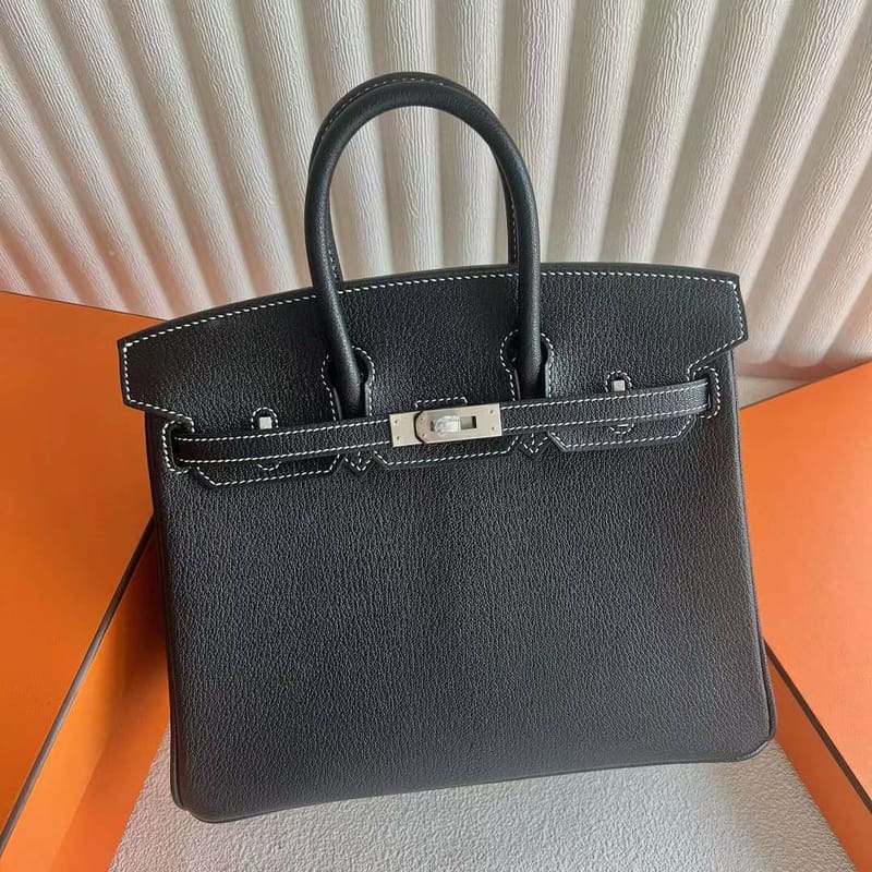 Birkin 25cm Chevre CK89 Noir & 9R Lime Bphw