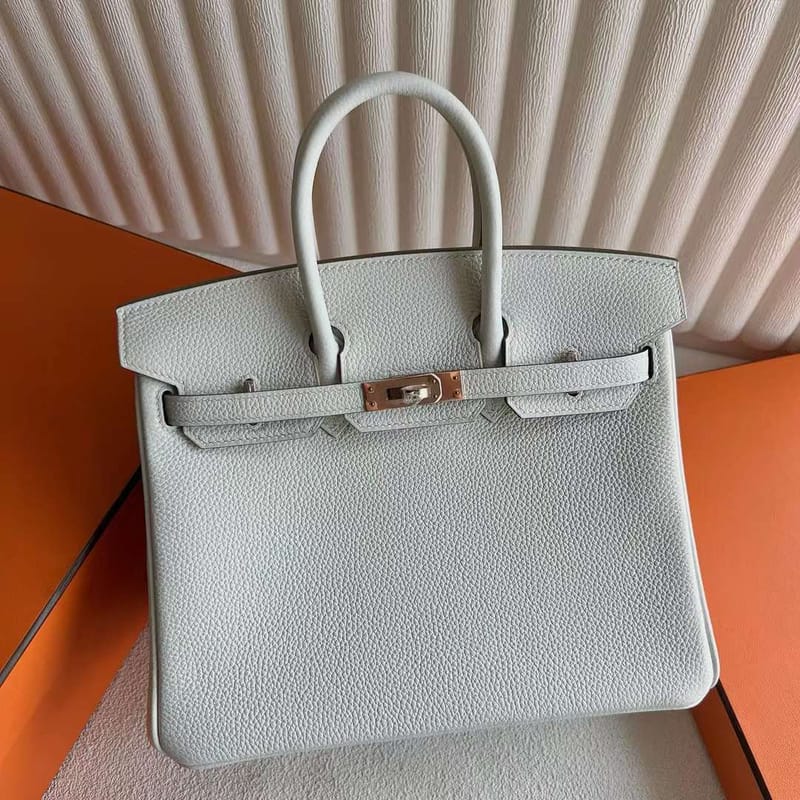 BIRKIN TOGO 0T MUSHROOM WHITE ROSE GOLD HARDWARE 25CM FULL HANDMADE RGHW