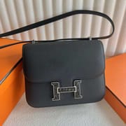 CONSTANCE EPSOM CK89 BLACK CROCODILE BUCKLE SILVER HARDWARE 18CM FULL HANDMADE PHW