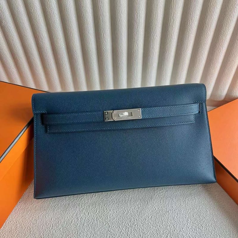 Kelly Elan Madame S4 Deep Blue Silver Hardware 27cm Full Handmade Phw