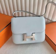 CONSTANCE CHEVER T0 LIGHT BLUE SILVER HARDWARE 18CM FULL HANDMADE PHW