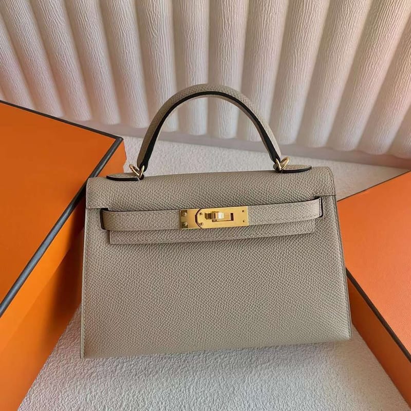Mini Kelly 20cm Epsom S2 Tea Khaki Gold Hardware 19cm Full Handmade Ghw