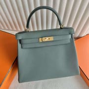 KELLY TOGO CC63 GRAYISH GREEN GOLD HARDWARE 28CM FULL HANDMADE GHW