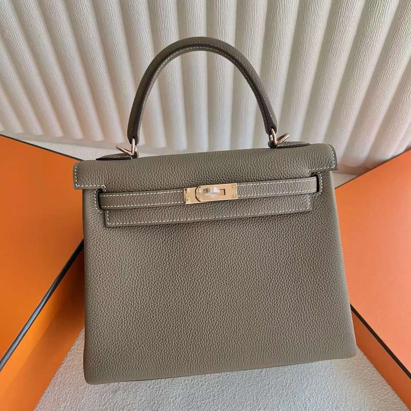 Kelly 25cm Togo Ck18 Etoupe Grey Rose Gold Hardware Full Handmade Rghw