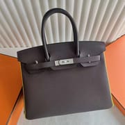 BIRKIN TOGO CK46 EBONY & 9R LEMON YELLOW SILVER HARDWARE 30CM FULL HANDMADE PHW