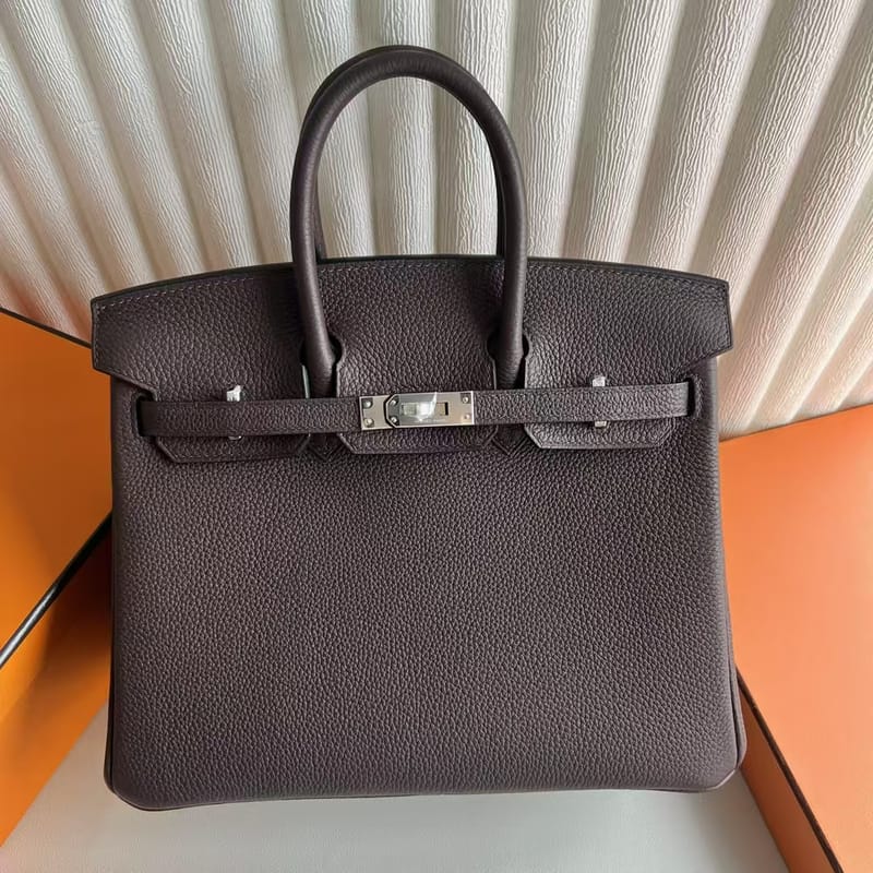 BIRKIN TOGO CK47 CHOCOLATE SILVER HARDWARE 25CM FULL HANDMADE PHW