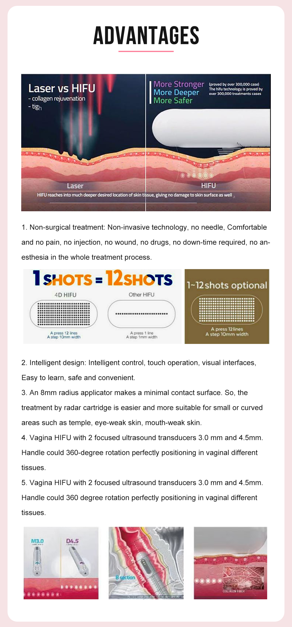 3 IN 1 HIFU Ultrasonic face and body shaping machine (4D HIFU + Radar HIFU+ Vagina HIFU)