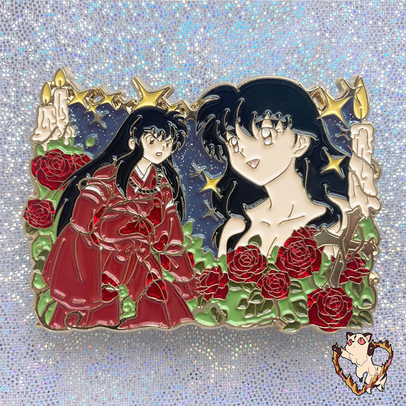 Inuyasha&Kagome night in the Land of Peach Blossoms Metal Pins