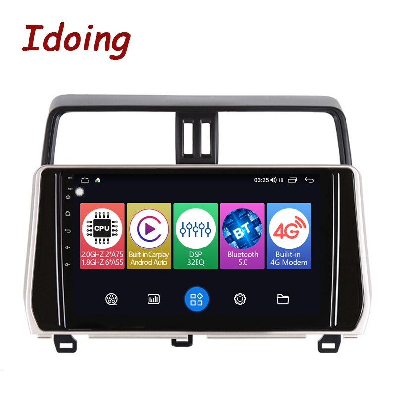 Idoing10.2&quot;Android Auto Carplay Car Head Unit Plug And Play Radio Player For toyota LAND CRUISER PRADO 2018 GPS Navigation Video