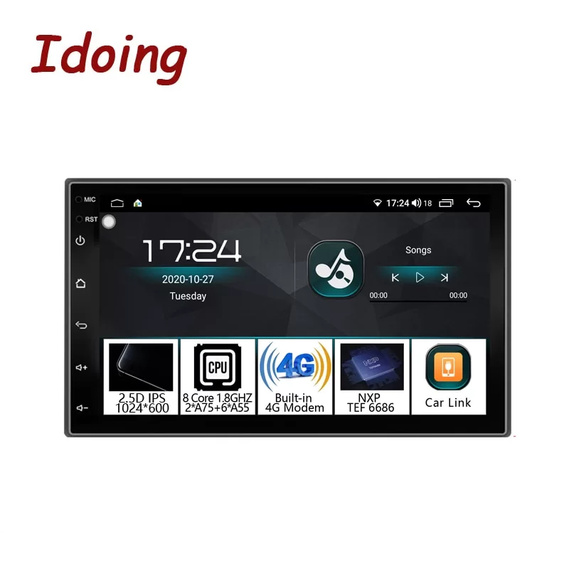 Idoing 7&quot;2Din Car Multimedia Player Android Video Head Unit For Universal Car Radio Player 4G+64G 2.5D IPS Built-in 4G Modem