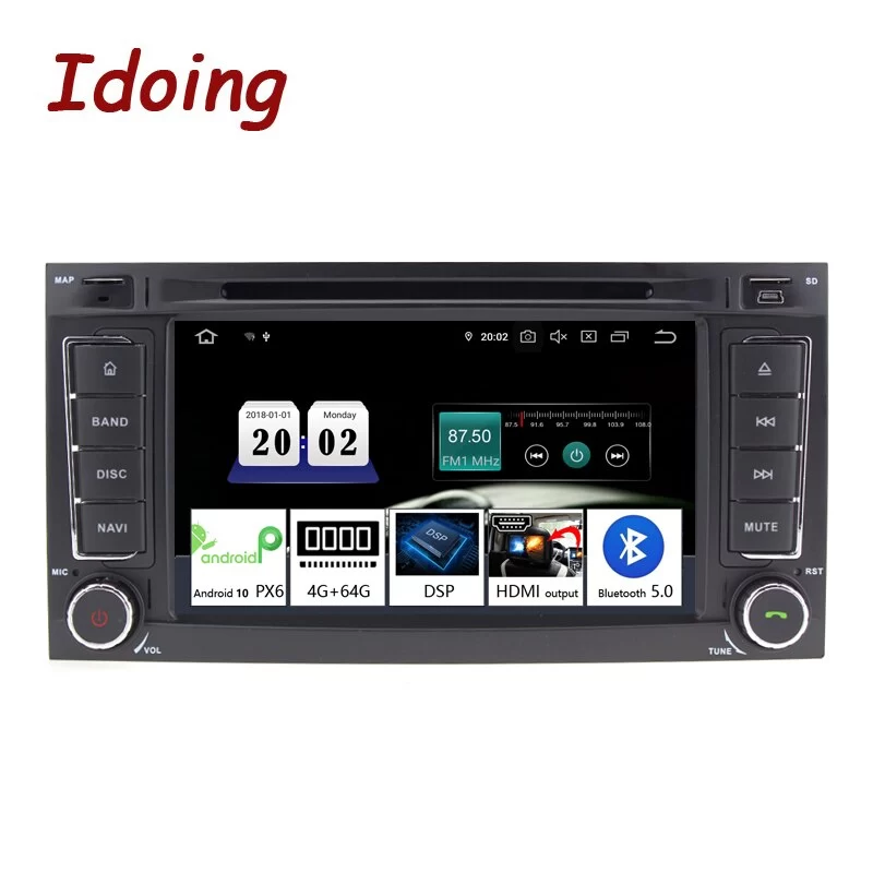 Idoing 7&quot; 2Din Car Android 10 Radio Player  For Volkswagen Touareg PX6 4G+64G IPS DSP GPS Navigation Multimedia 2 din Head Unit