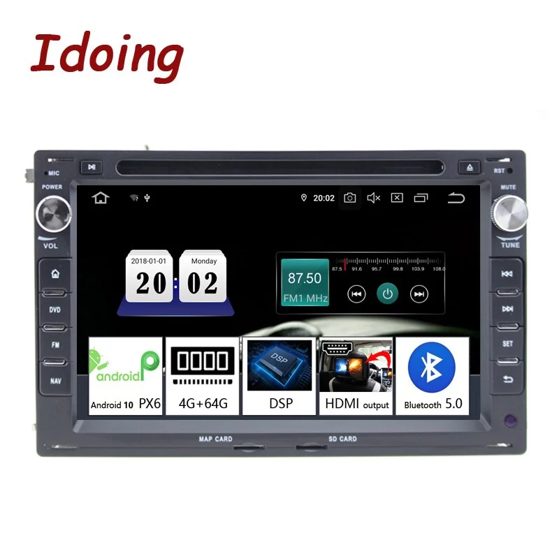 Idoing 7&quot;2 din Car Android 10 Radio Multimedia Player For VOLKSWAGEN polo/Passat/B6 PX6 4GB+64G Octa Core IPS GPS Navigation DVD