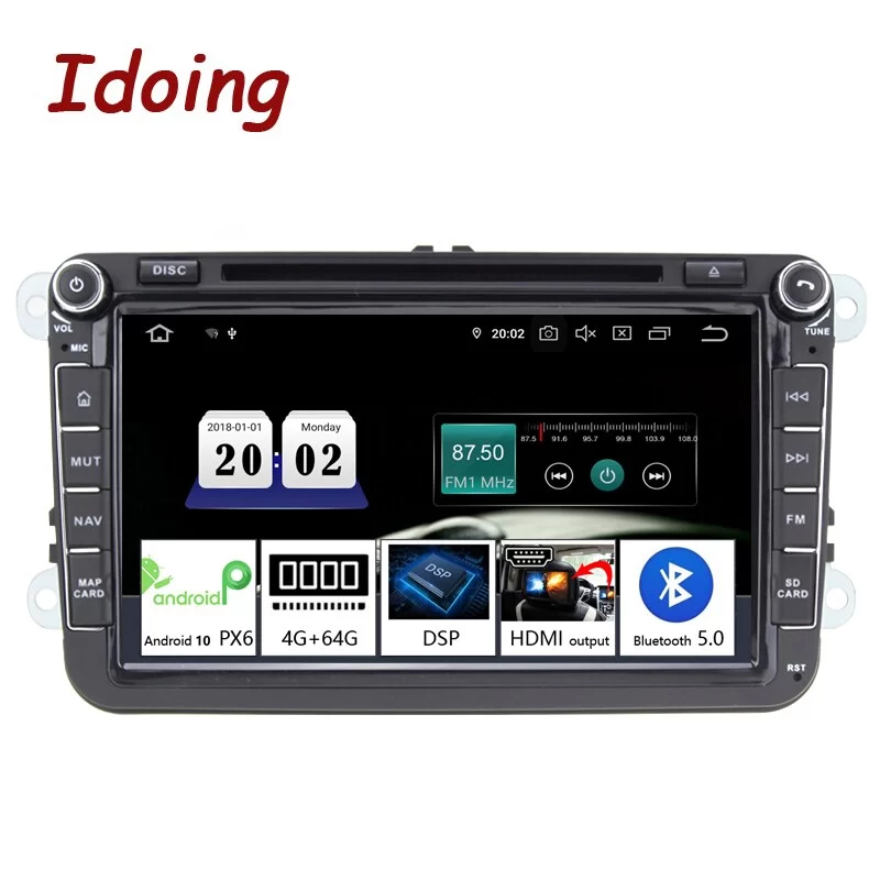 Idoing 8&quot; 2 din Car Android 10 Radio Player Universal For Volkswagen Skoda Seat 4G+64G IPS GPS Navigation Multimedia Head Unit