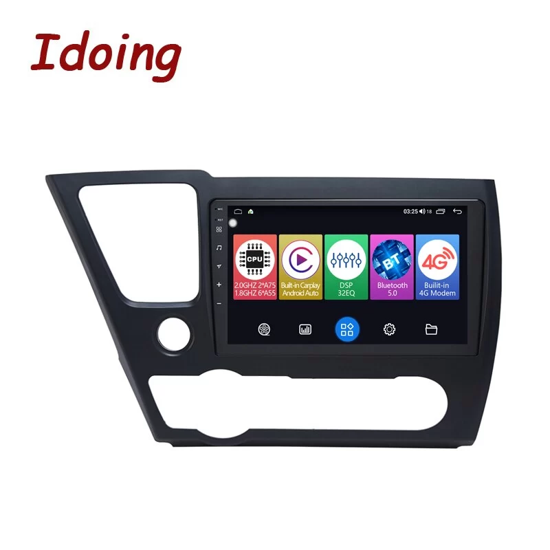 Idoing 9&quot;Android Car Radio Media Player For Honda Civic 9 рестайлинг 2013-2016 GPS Navigation Carplay Head Unit Plug And Play