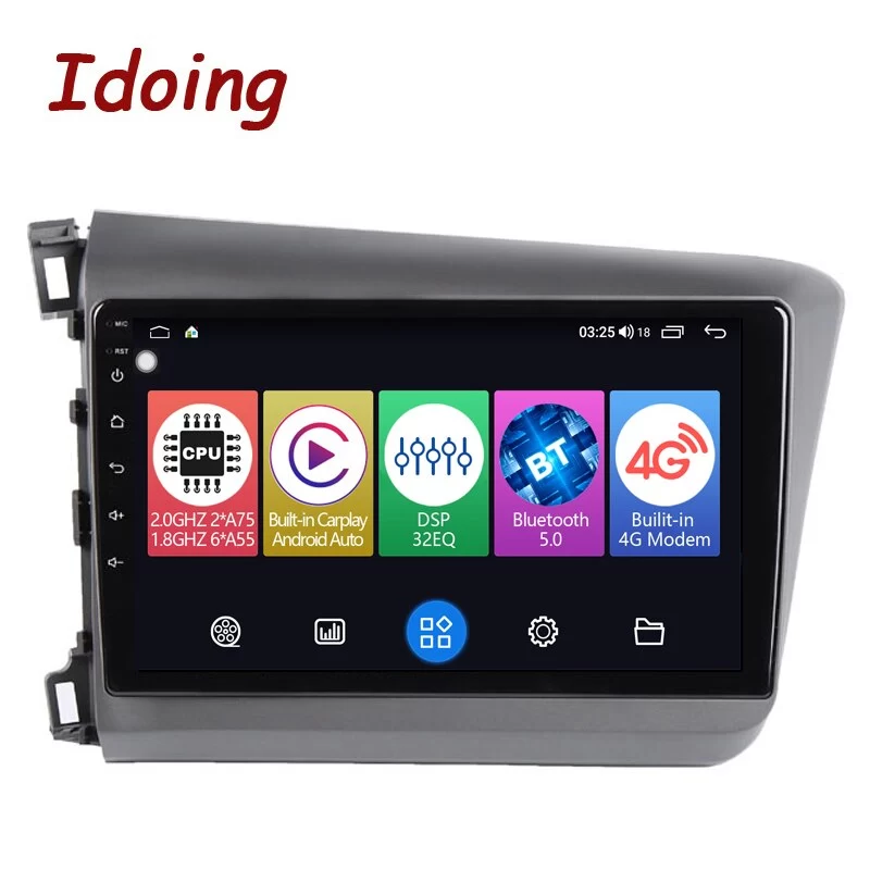 Idoing 9 inch Android Auto Car Radio Multimedia Player For Honda Civic 9 FB FK FD 2011-2015 GPS Navigation Head Unit Plug And Play DSP