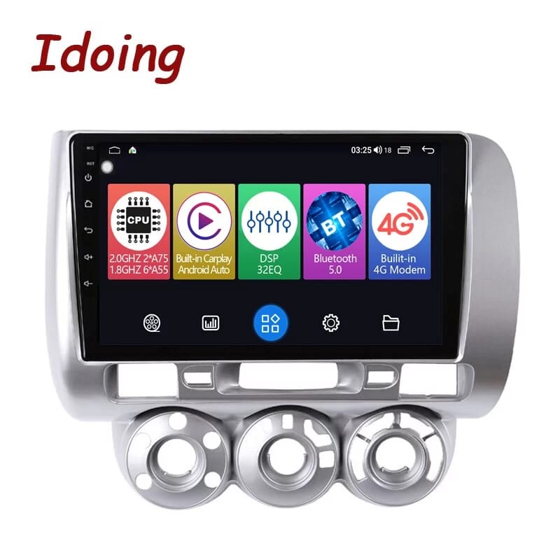 Idoing 9 inch Car Androidauto Radio Multimedia Player Head Unit Plug And Play For Honda Jazz Fit 1 GD 2001-2008 GPS Navigation Carplay