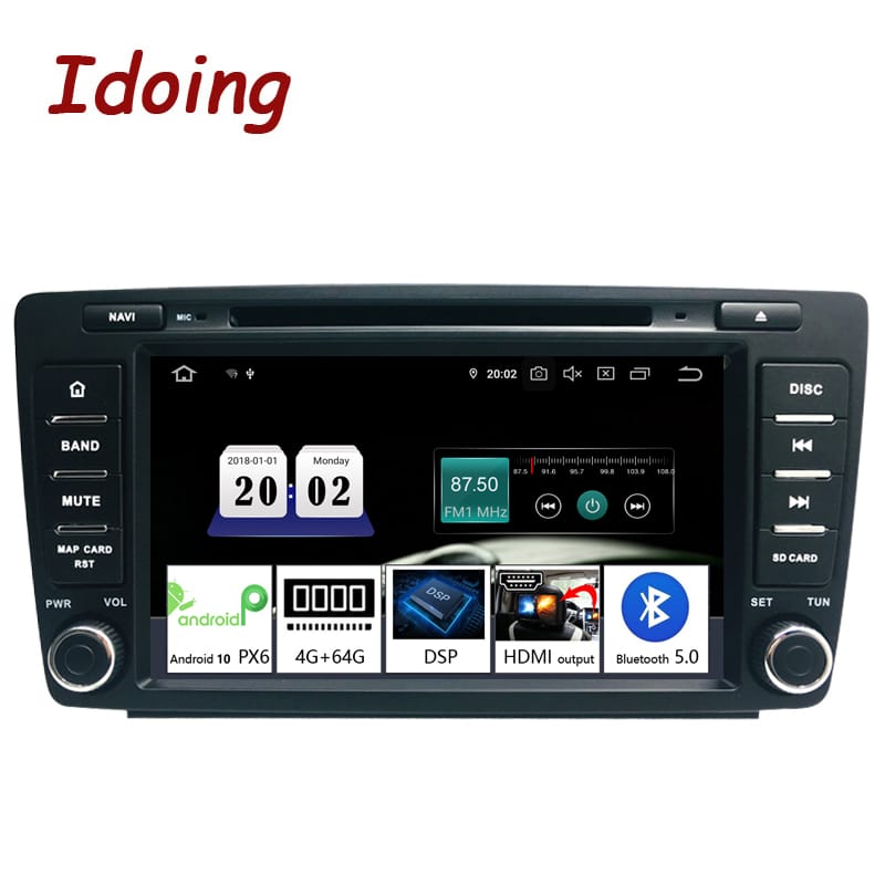 Idoing Android10 4G+64G Core 2Din DVD For Skoda Octavia 2 A5 2008-2013 Car Radio Multimedia Video Player Navigation GPS Head uni