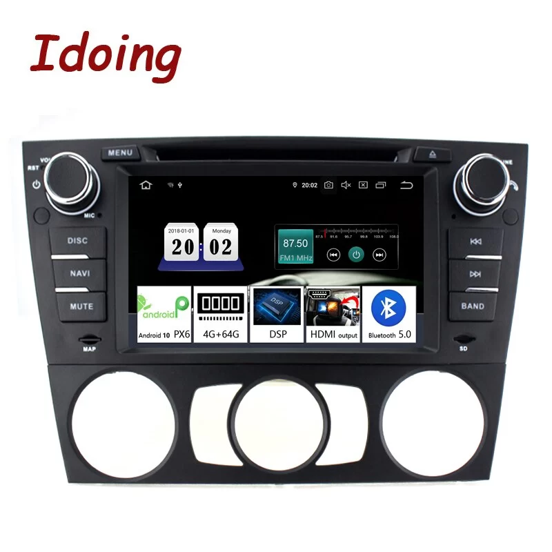 Idoing 7&quot; Android 10 Car Auto Radio Multimedia DVD Player For BMW 3 Series E90 E91 E92 E93 Head Unit 4G+64G DSP PX6 NO 2 din