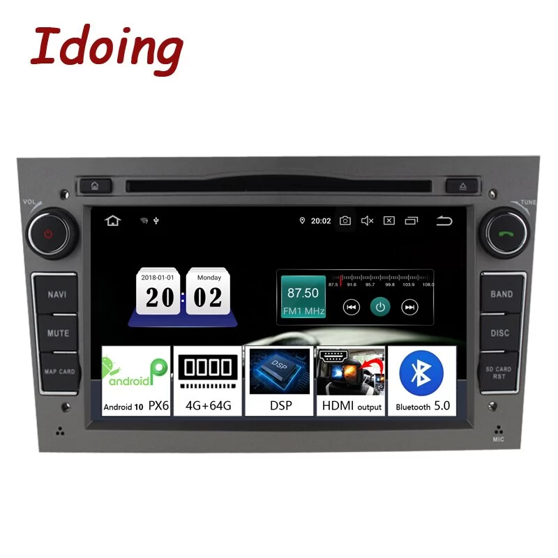 Idoing 7 inch 2 din Andriod 10 Car Radio DVD Multimedia Player For Opel Vectra Corsa D Astra H PX6 4G+64G 6 Core IPS GPS Navigation