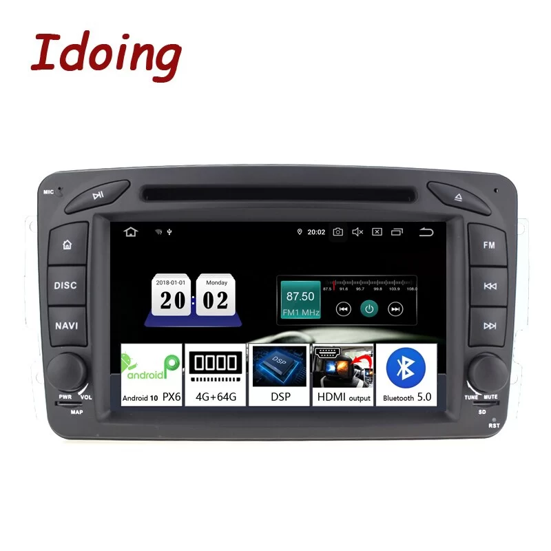 Idoing 7&quot;2 din Car Radios Video DVD Multimedia Player For Mercedes-Benz-W209/203 PX6 Andriod Car Stereo Carplay GPS Navigation
