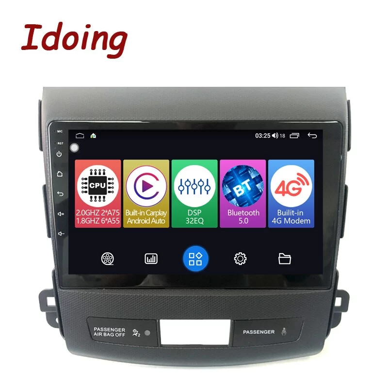 Idoing 9&quot;QLED Car Android Radio Multimedia Player Head Unit Plug And Play For Mitsubishi Outlander xl 2 2006-2012 GPS Navigation