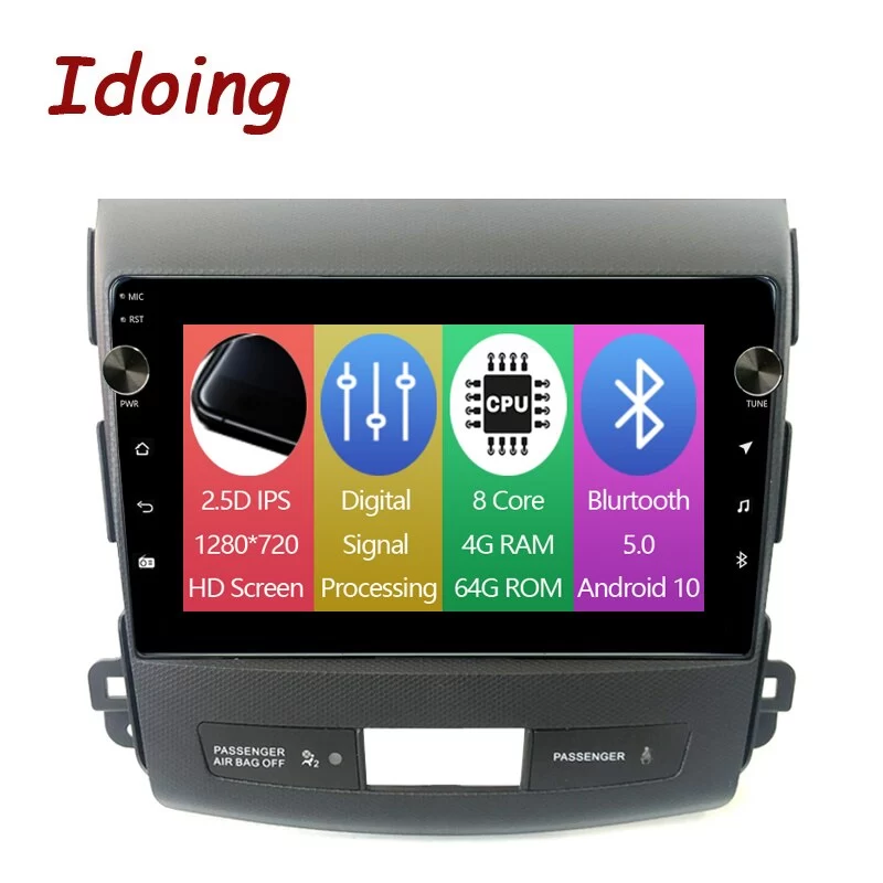 Idoing9&quot;Car Android Audio Radio Electronics Multimedia Player Head Unit For Mitsubishi Outlander xl 2 2006-2012 GPS Navigation