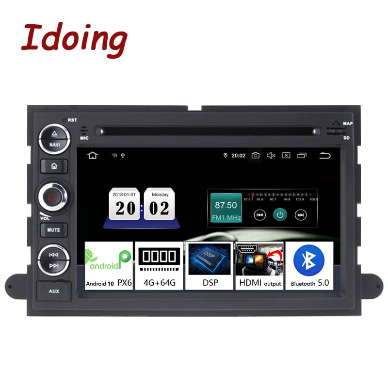 Idoing 7\"2Din Andriod 10 Car Radio DVD Multimedia Player For Ford Fusion Explorer Edge 2004-2009 4G+64G GPS Navigation PX6