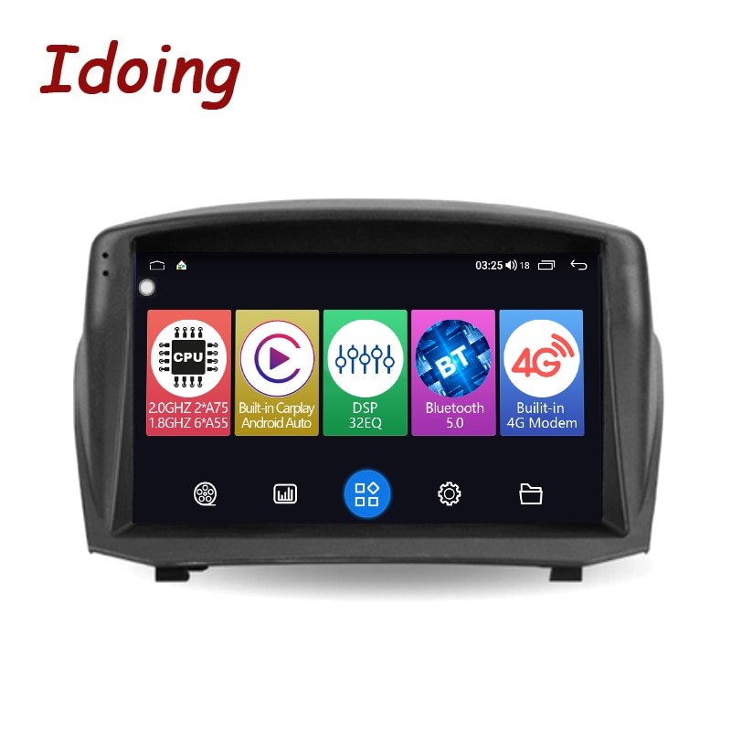 Idoing9inch Car Stereo Android Auto Carplay Radio Audio Player For Ford Fiesta Mk 6 2008-2019 GPS Navigation Head Unit Plug And Play