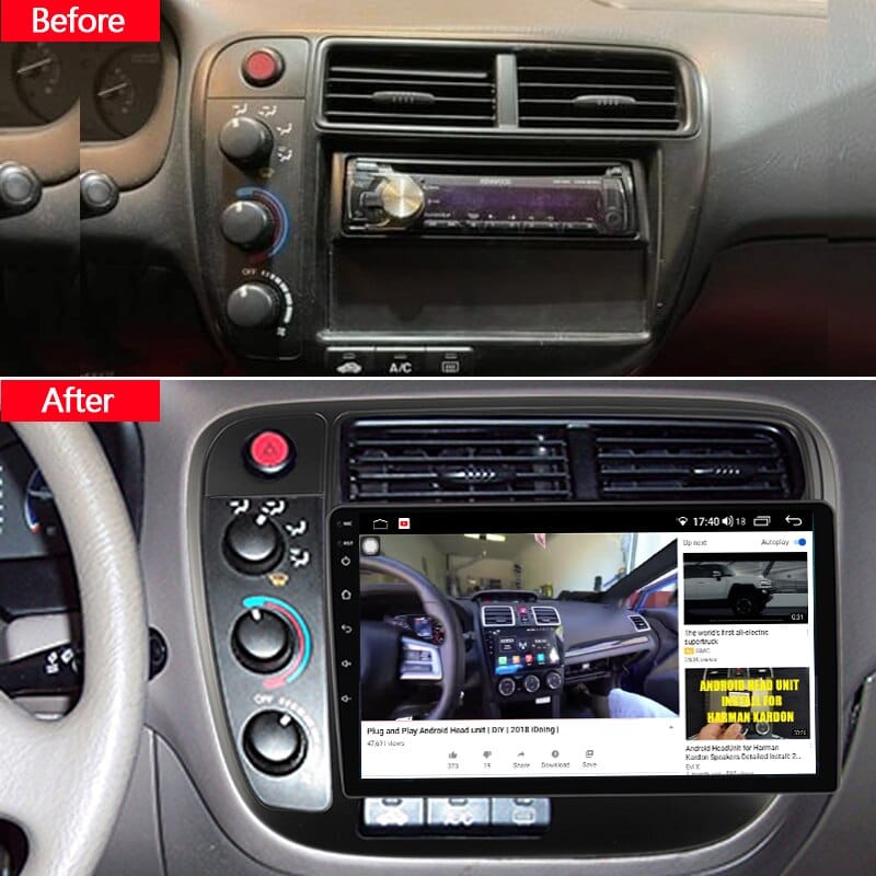 Idoing 9"Car Stereo Android Auto Carplay Radio Player Navigation GPS For Honda Civic 1998 1999 2000 Head Unit Plug And Play DSP