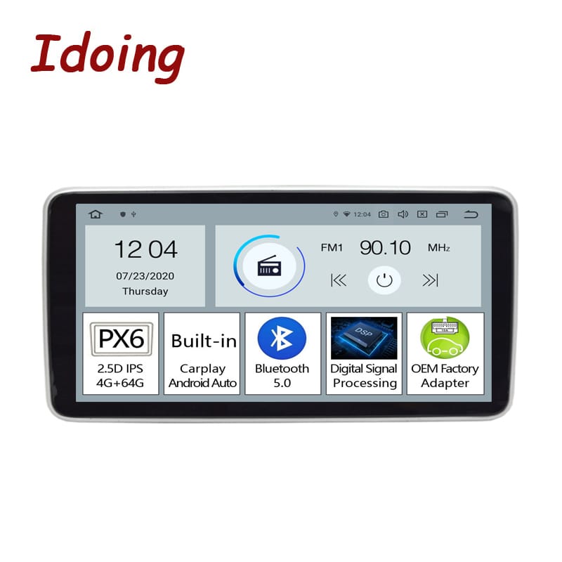 Idoing 10.25inch Android For Universal Car Multimedia Radio Player IPS1280*480 GPS Navigation Bluetooth5.0 Built-in Carplay Auto PX6