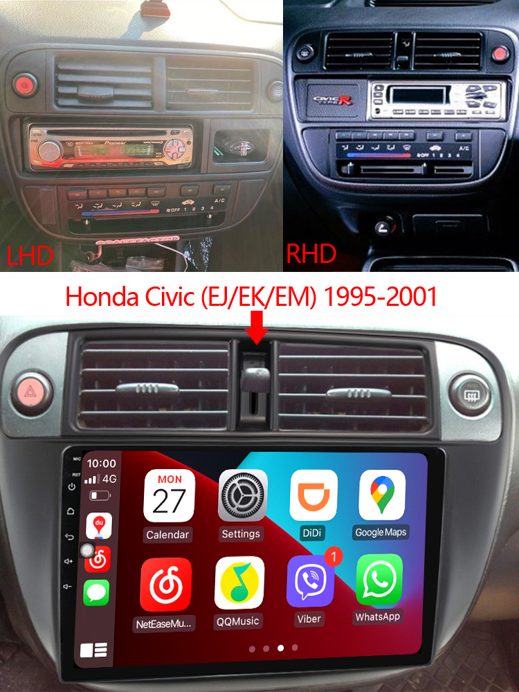 Idoing Car Stereo Audio Android Radio Player Navigation GPS For Honda Civic EJ EK EM LHD RHD 1995-2001 Head Unit Plug And Play