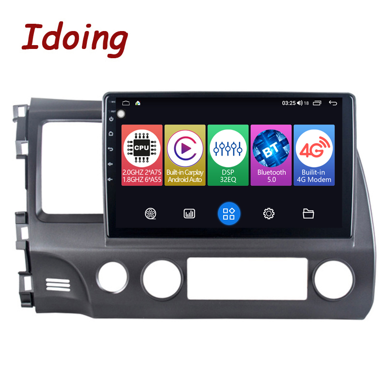 Idoing Android Car Radio Player GPS Navigation For Honda Civic8 FK FN FD 2005-2012 CarplayAuto Bluetooth Head Unit Plug And Play